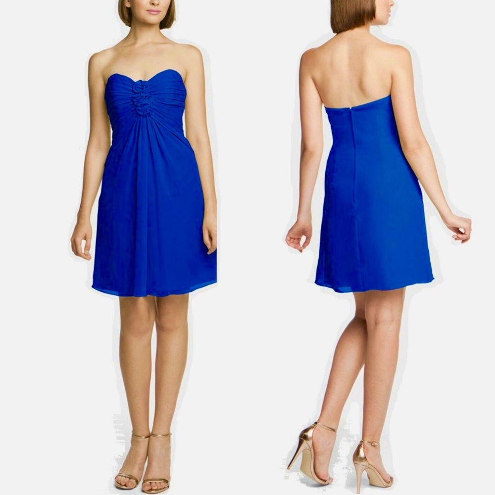 D.Tutera/Gather & Gown~Chiffon Strapless Mini Bridesmaid/Prom Dress Royal Blue~0